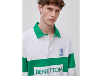 Polo branco e verde Benetton Rugby 100% algodão - ucb_image_FY