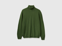 Camisola de gola alta verde-oliva em pura lã Merino - ucb_image_FS