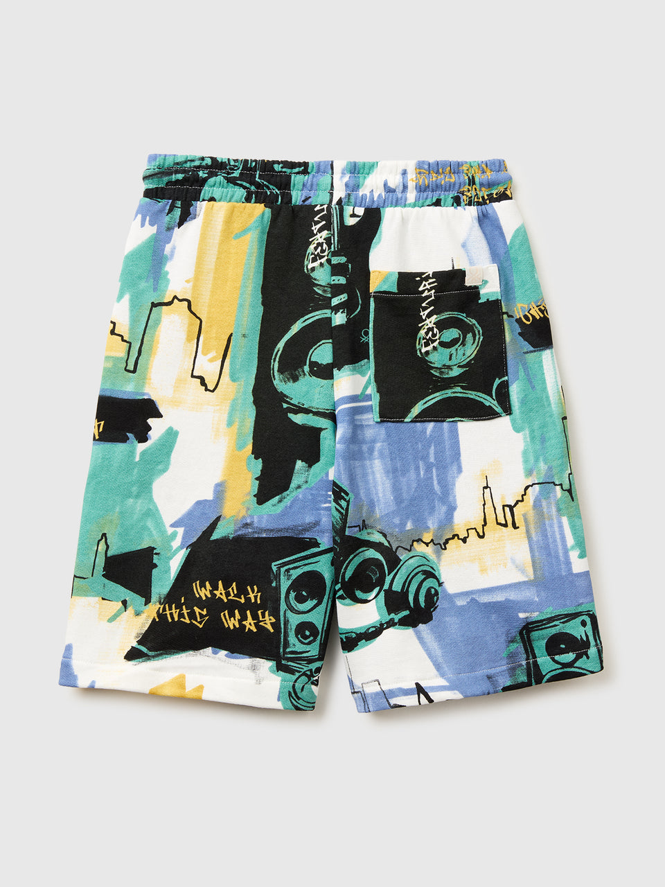 Over-fit Bermuda shorts in printed fleece - ucb_image_BS