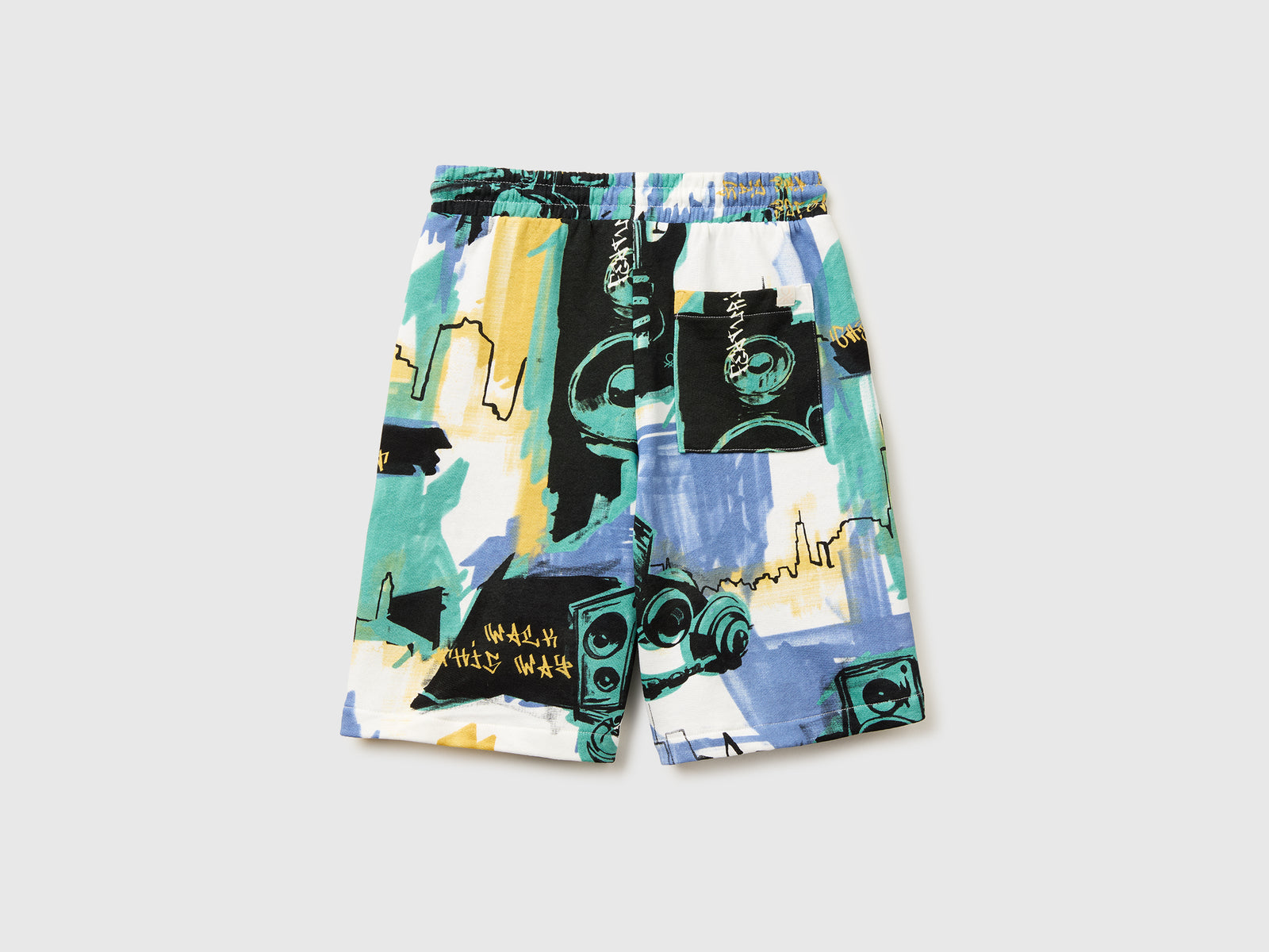 Over-fit Bermuda shorts in printed fleece - ucb_image_BS