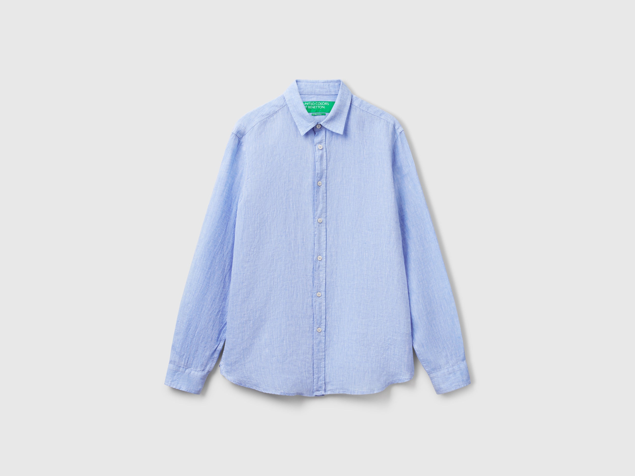 Light blue patterned shirt in pure linen - ucb_image_FS