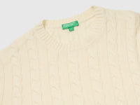 Camisola de gola redonda com tranças em mistura de lã - ucb_image_DS1