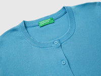 Powder blue cardigan in cotton tricot - ucb_image_DS1