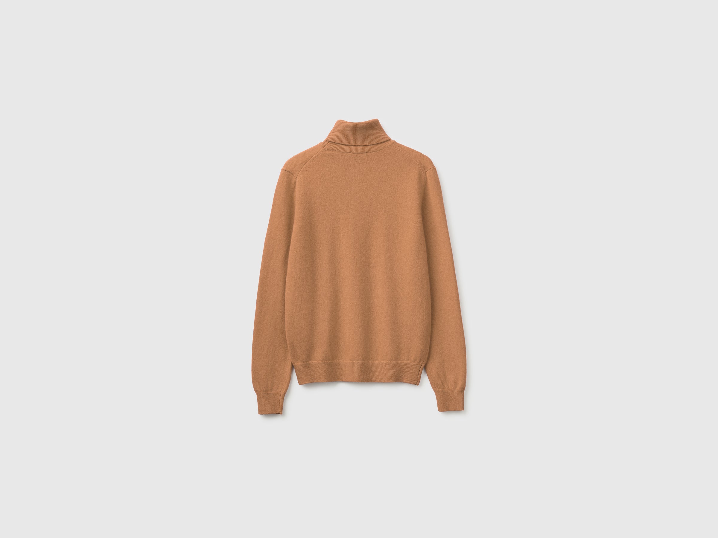 Camisola de gola alta cor camel em pura lã Merino - ucb_image_BS