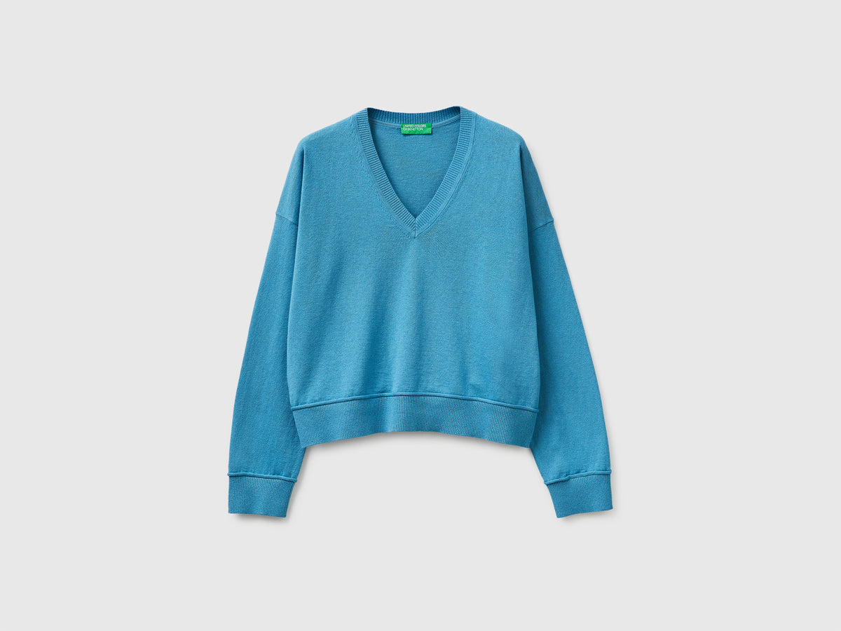 Camisola decote em V em algodão e lã - ucb_image_FS