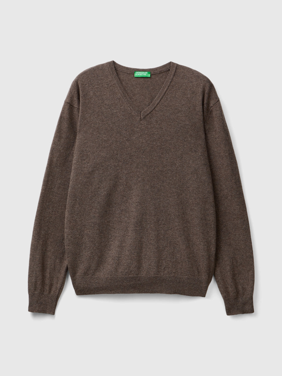 Camisola decote em V cinzento em pura lã Merino - ucb_image_FS