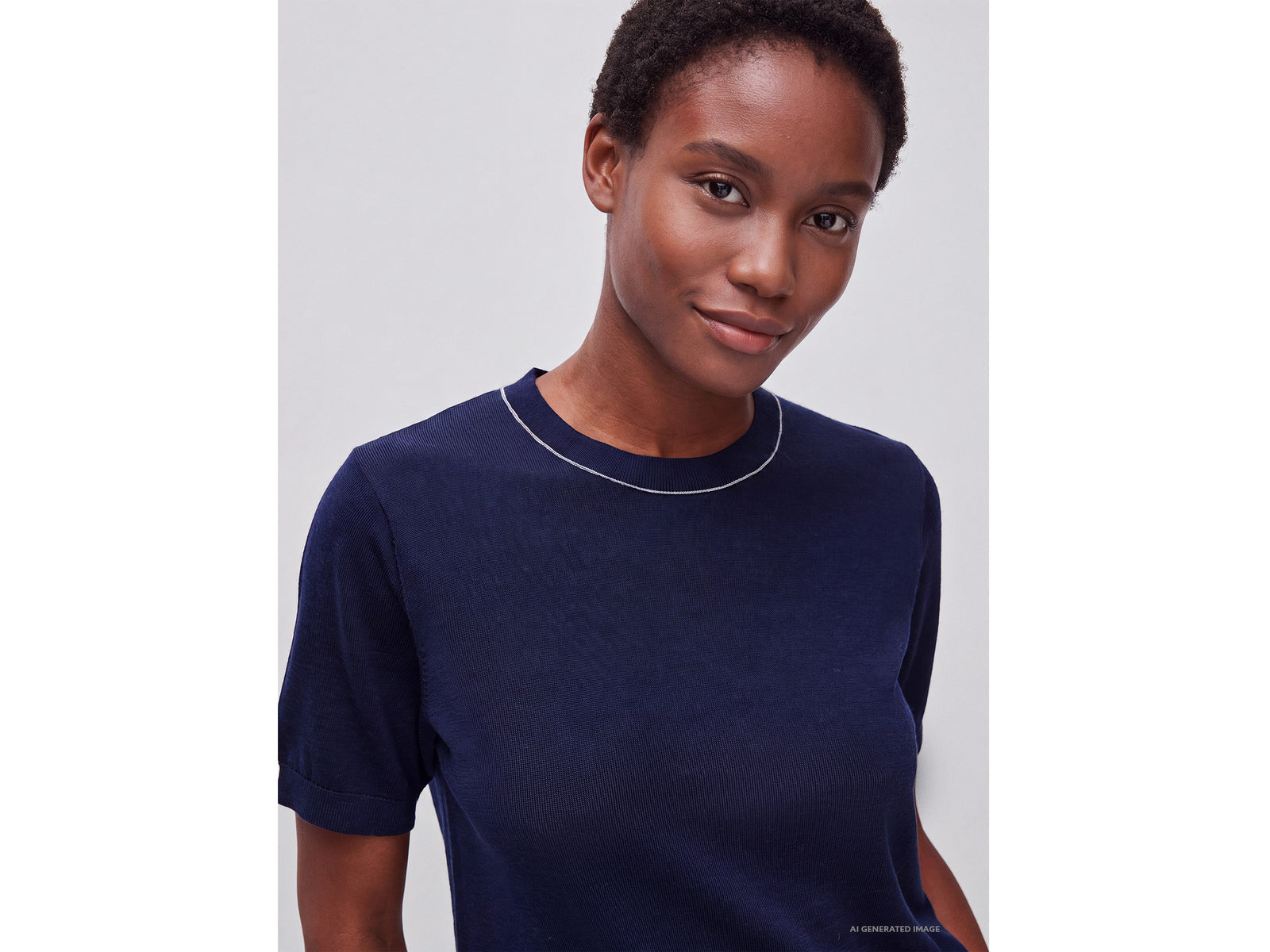 Short-sleeved sweater in pure Merino wool