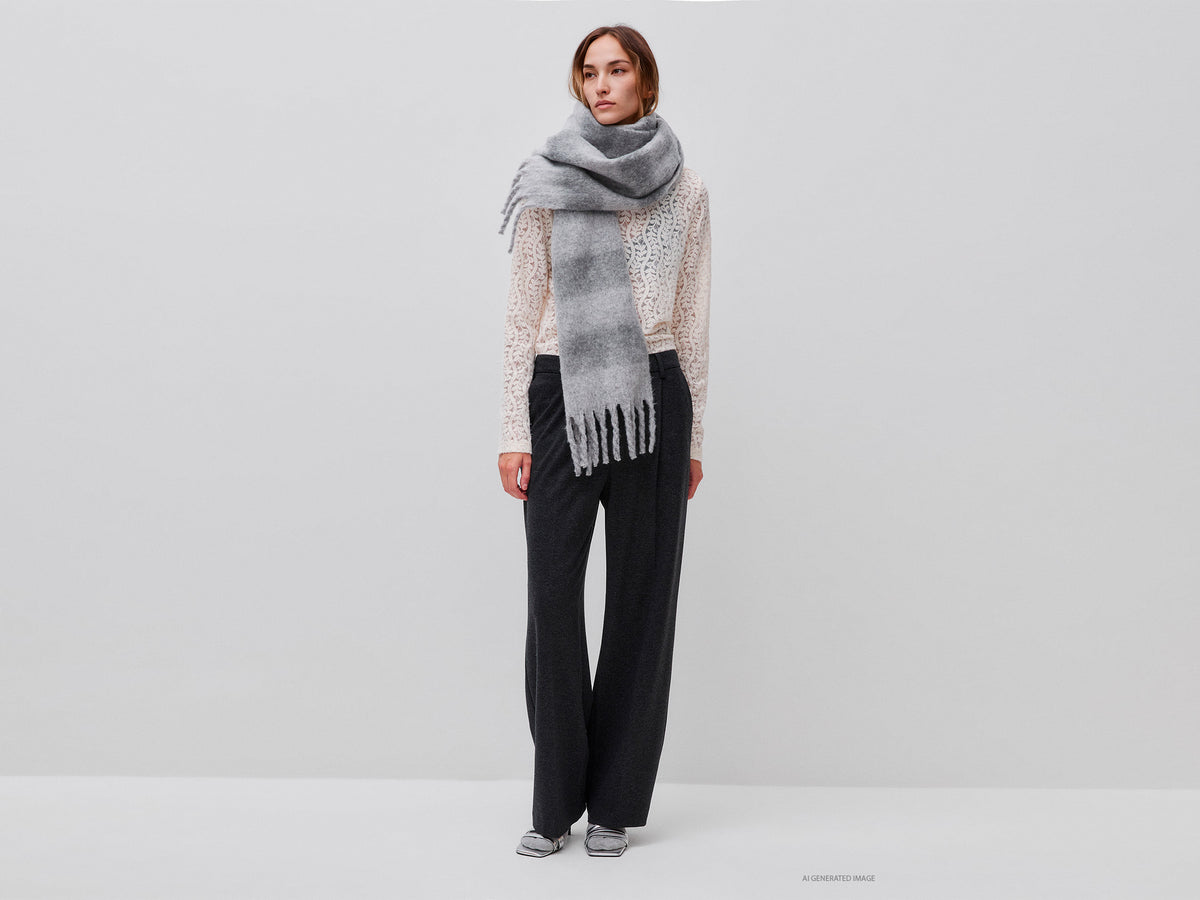 Flannel trousers with pleats
