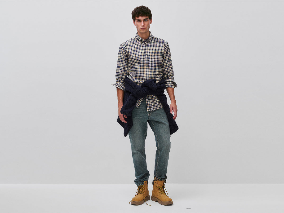Button-down flannel shirt in 100% organic cotton