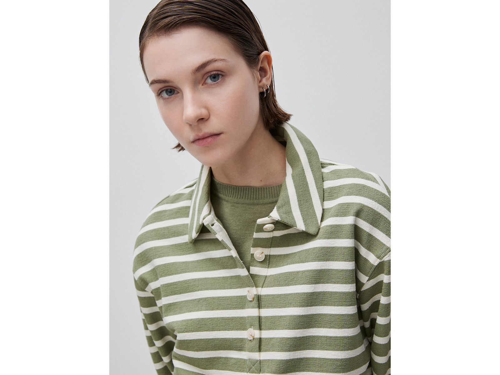 Striped sweatshirt polo shirt