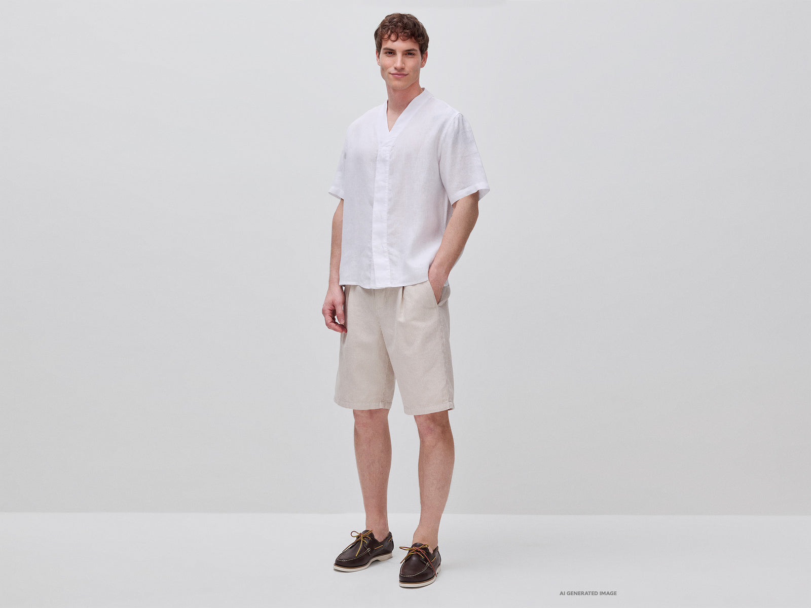 Regular fit Bermuda shorts in linen blend