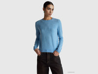 Camisola de gola redonda azul-claro em lã Merino - ucb_image_F