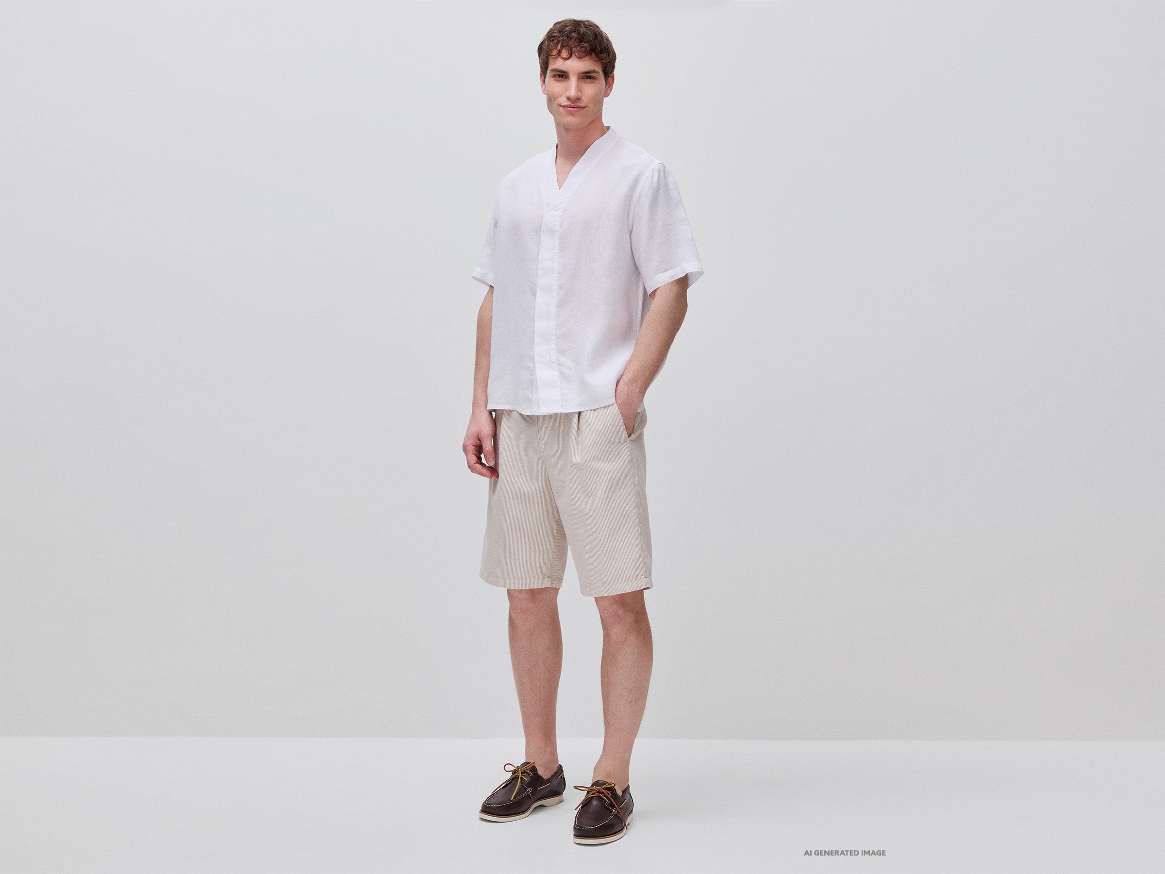 Bermudas regular fit em mistura de linho - ucb_image_FY