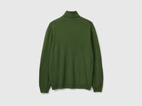 Camisola de gola alta verde-oliva em pura lã Merino - ucb_image_BS