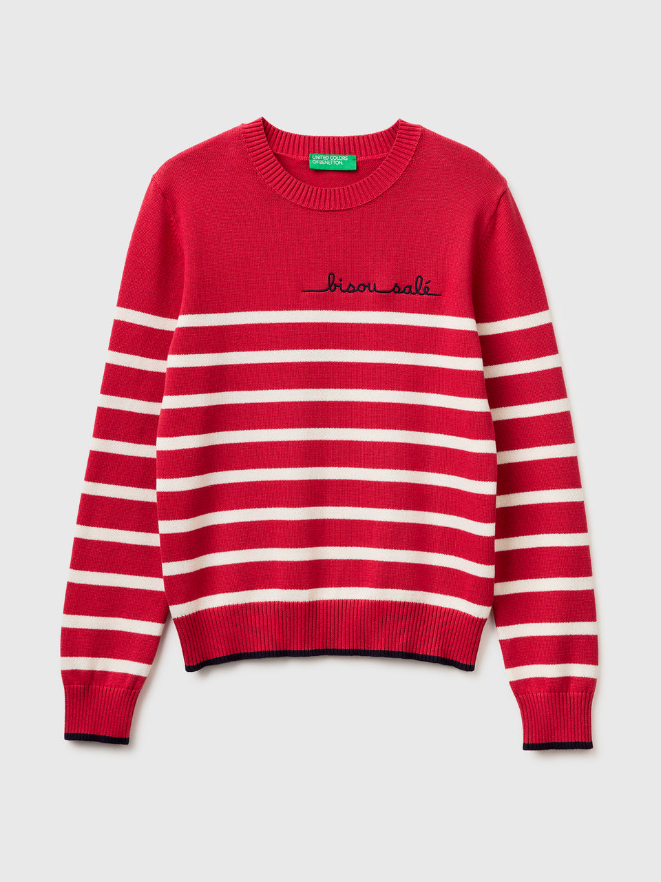 Striped sweater with embroidered writing - ucb_image_FS