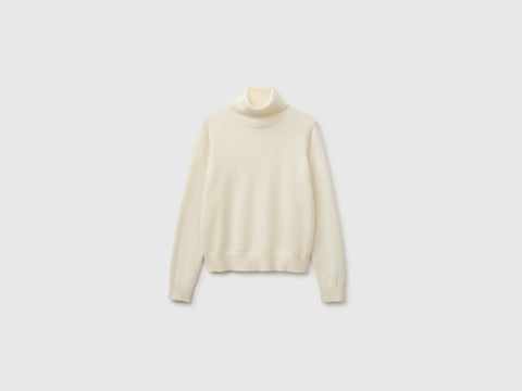 Camisola de gola alta branco nata em pura caxemira - ucb_image_FS