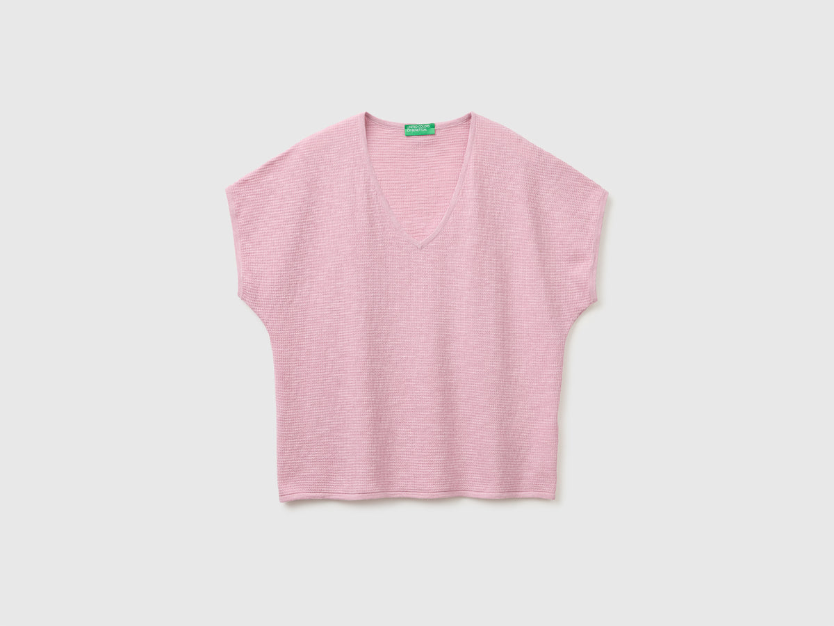 Camisola decote em V em mistura de linho - ucb_image_FS