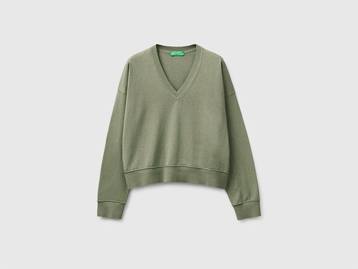 Camisola decote em V em algodão e lã - ucb_image_FS