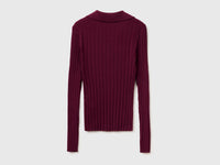 Ribbed sweater with polo collar - ucb_image_BS