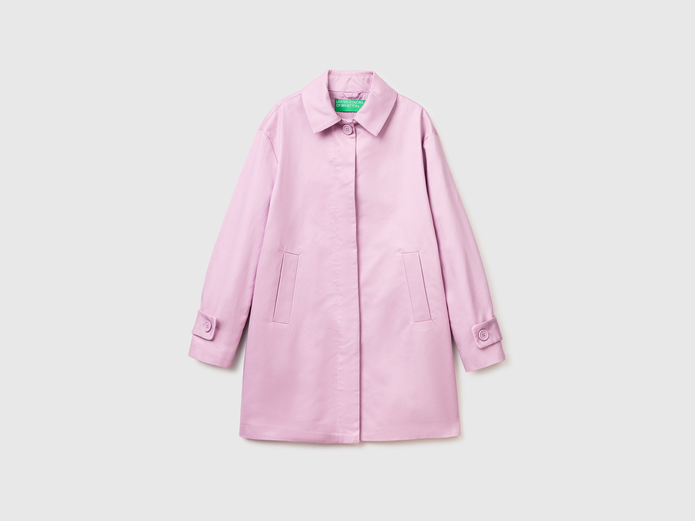 ジャケット・アウター stand collar midi coat muguet pink Midi duster coat with collar
