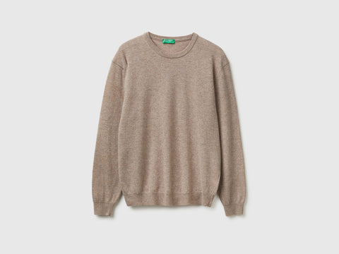 Camisola de gola redonda tortora em pura lã Merino - ucb_image_FS
