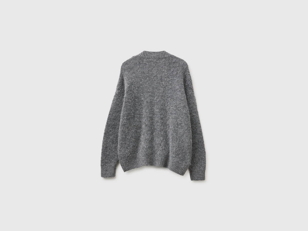 Camisola decote em V perfurada em mistura de lã e alpaca - ucb_image_BS