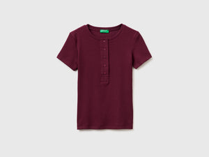 T-shirt serafino a costine