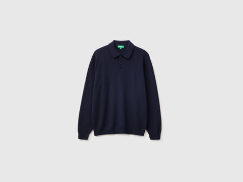 Polo azul da meia-noite em pura lã Merino - ucb_image_FS