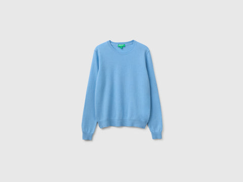 Camisola de gola redonda azul-claro em pura lã Merino - ucb_image_FS