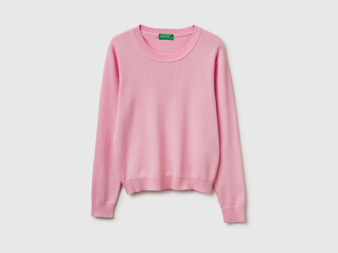 Pink sweater in tricot cotton - ucb_image_FS