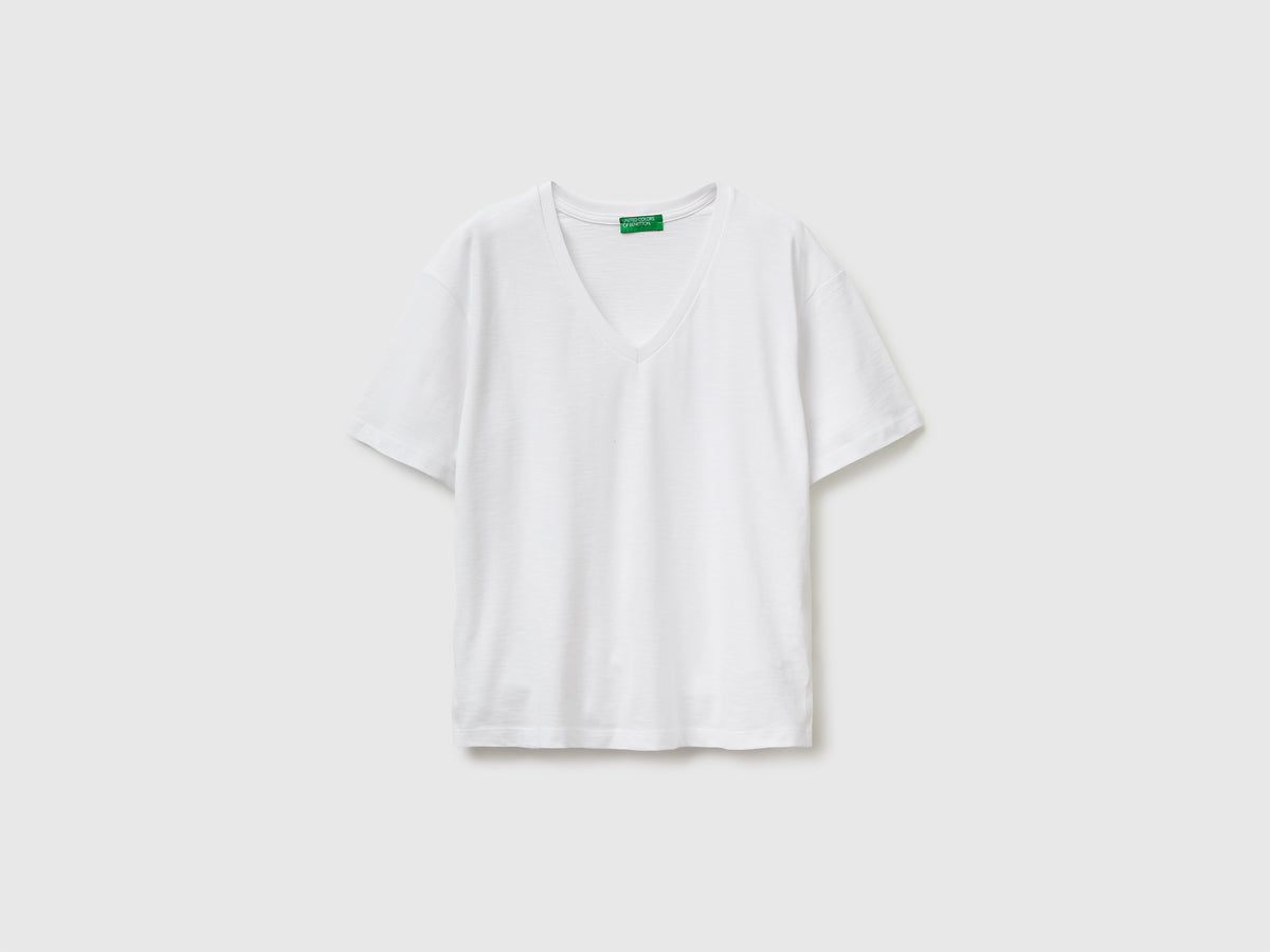 T-shirt decote em V em algodão leve - ucb_image_FS
