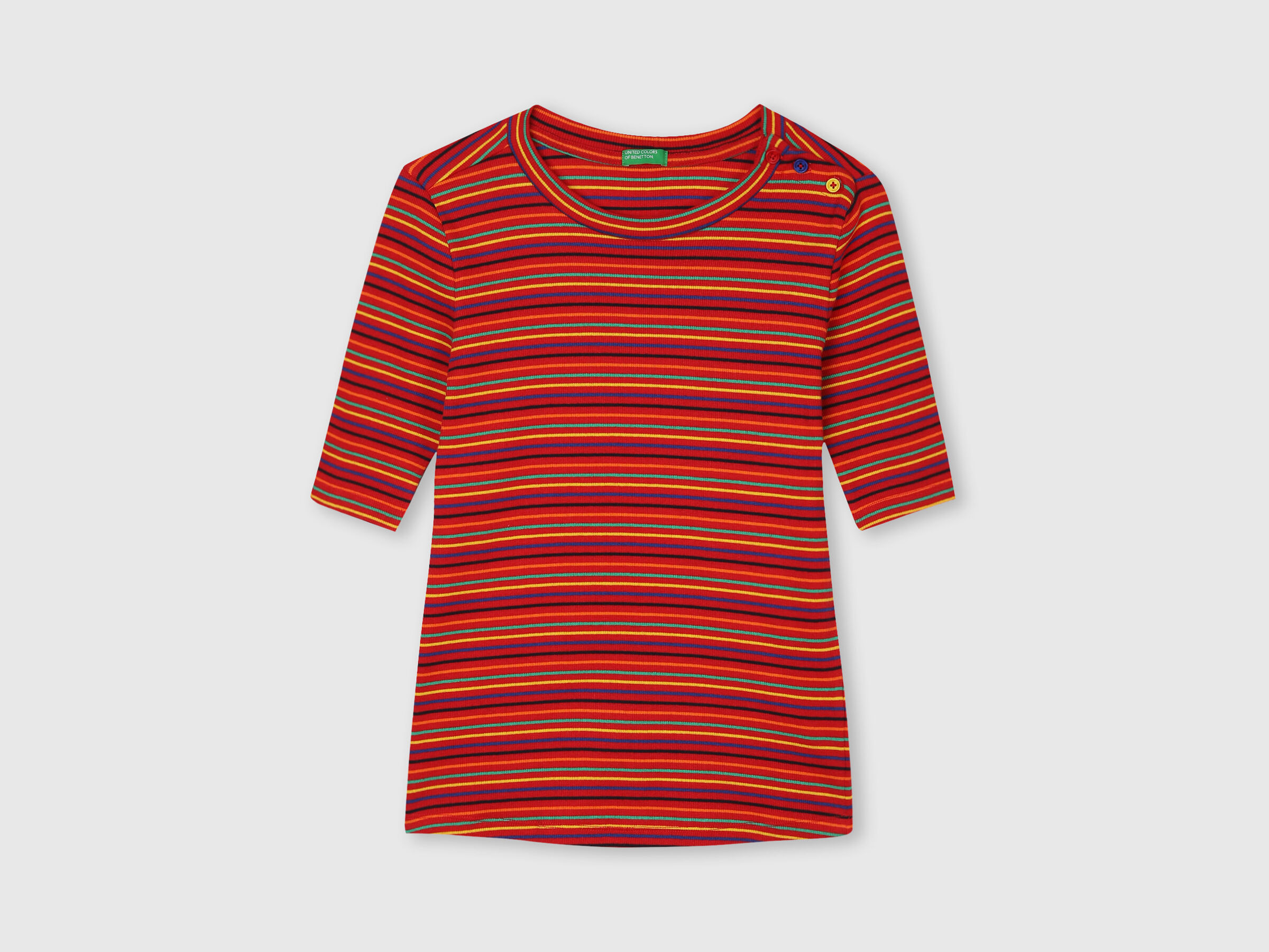 Rib Stripe Top with Shoulder Butin image number 6