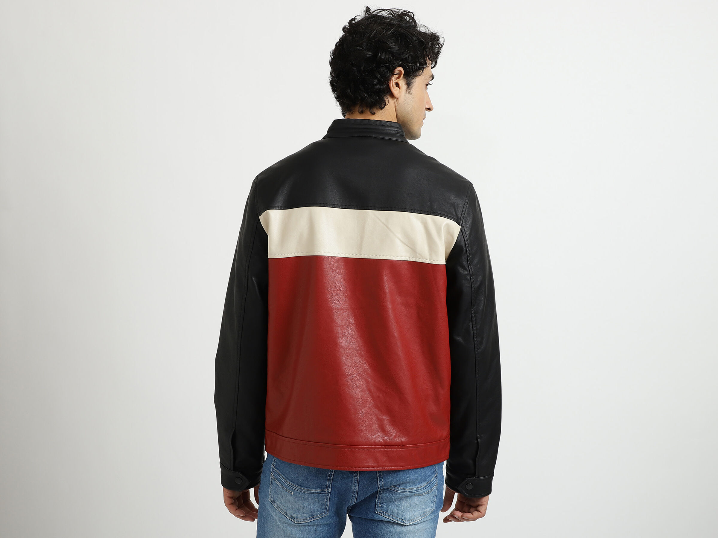 PU COLOR BLOCK JACKET image number 2