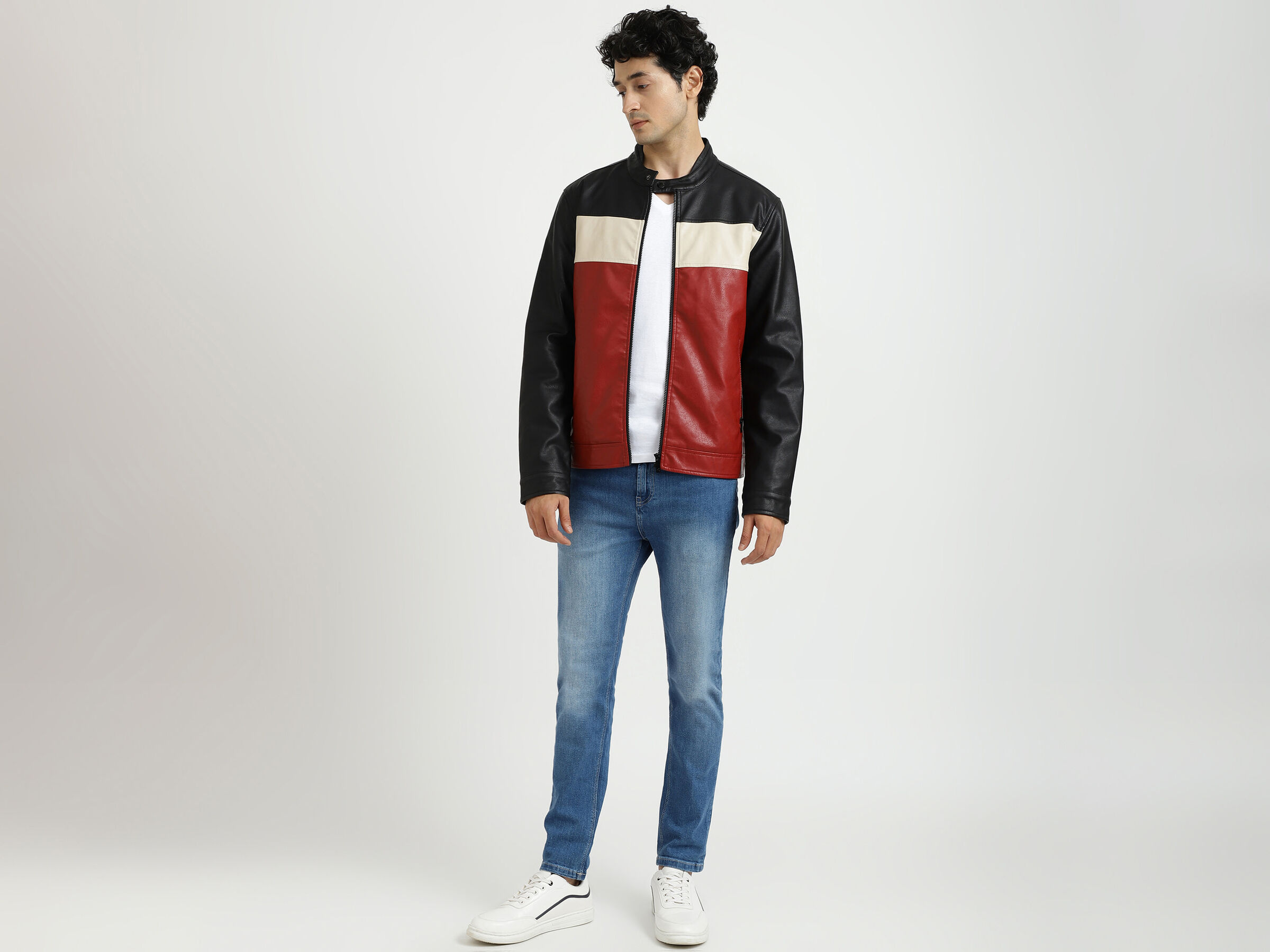 PU COLOR BLOCK JACKET image number 3