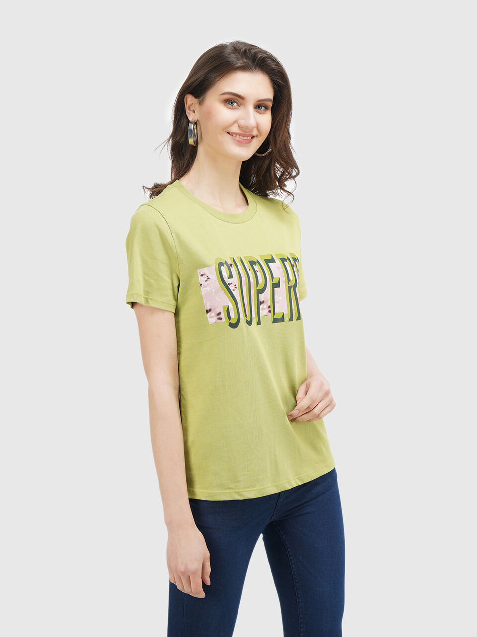 Short Sleeve Printed Round Neck Top image number null