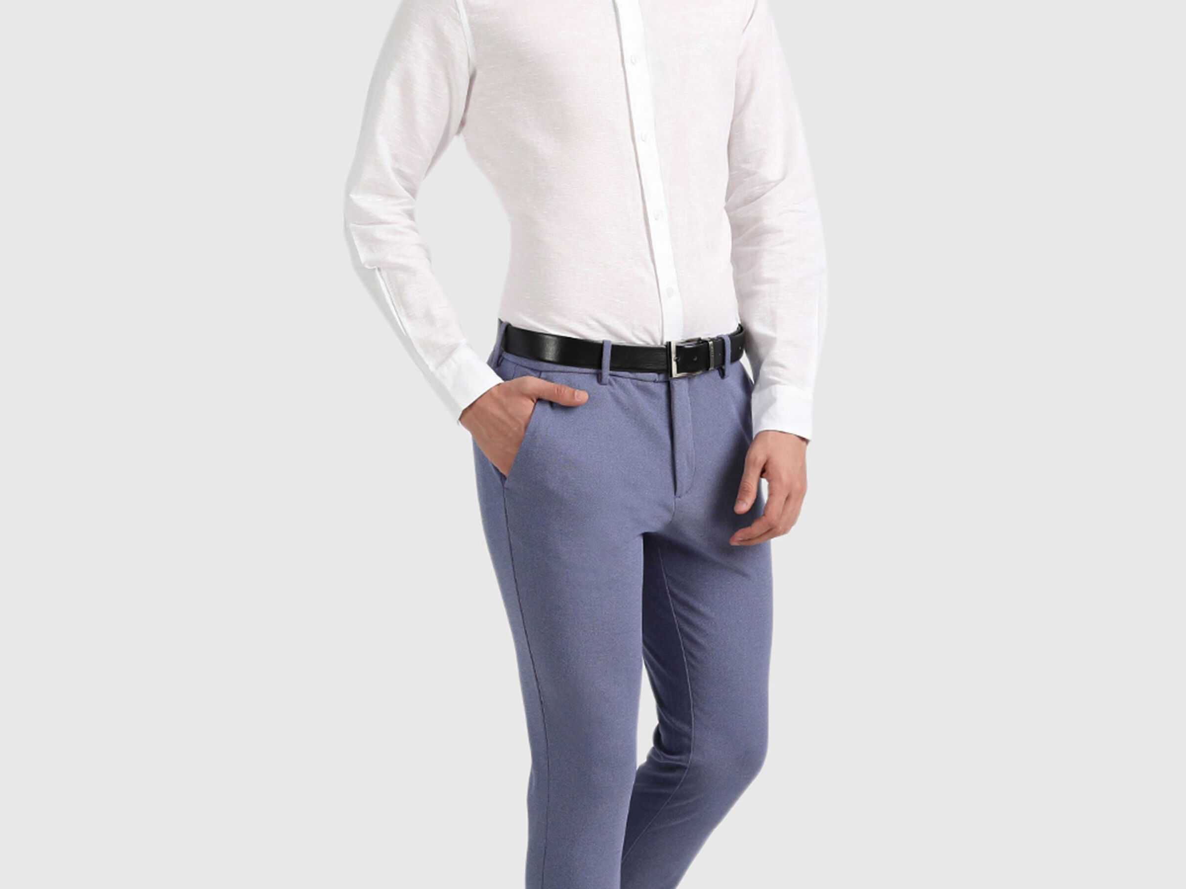 Polyester and Viscose Slim Fit Trousers image number 3