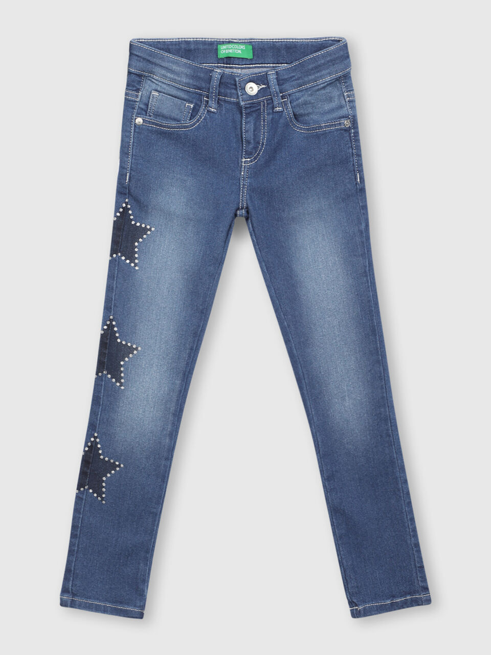 Block denim jeans with glitter image number 1