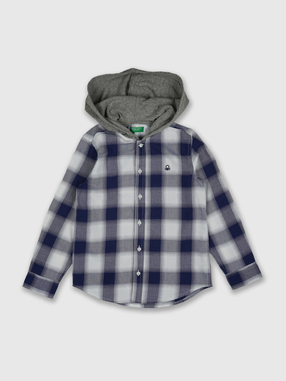 Check Shirt With Knit Hood image number 1