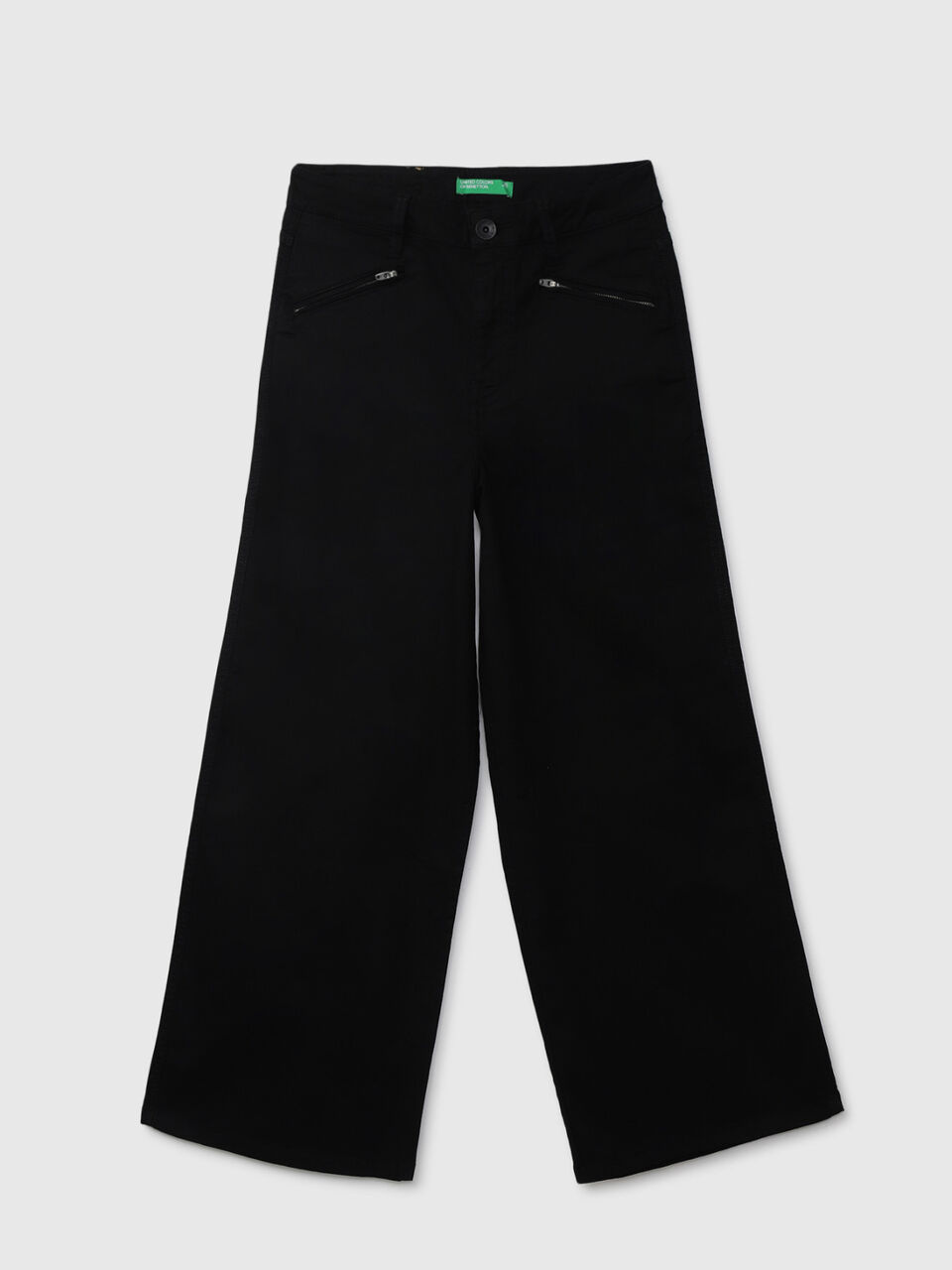 BASIC WIDE LEG DENIM WITH ZIPPER DETAIL image number 1