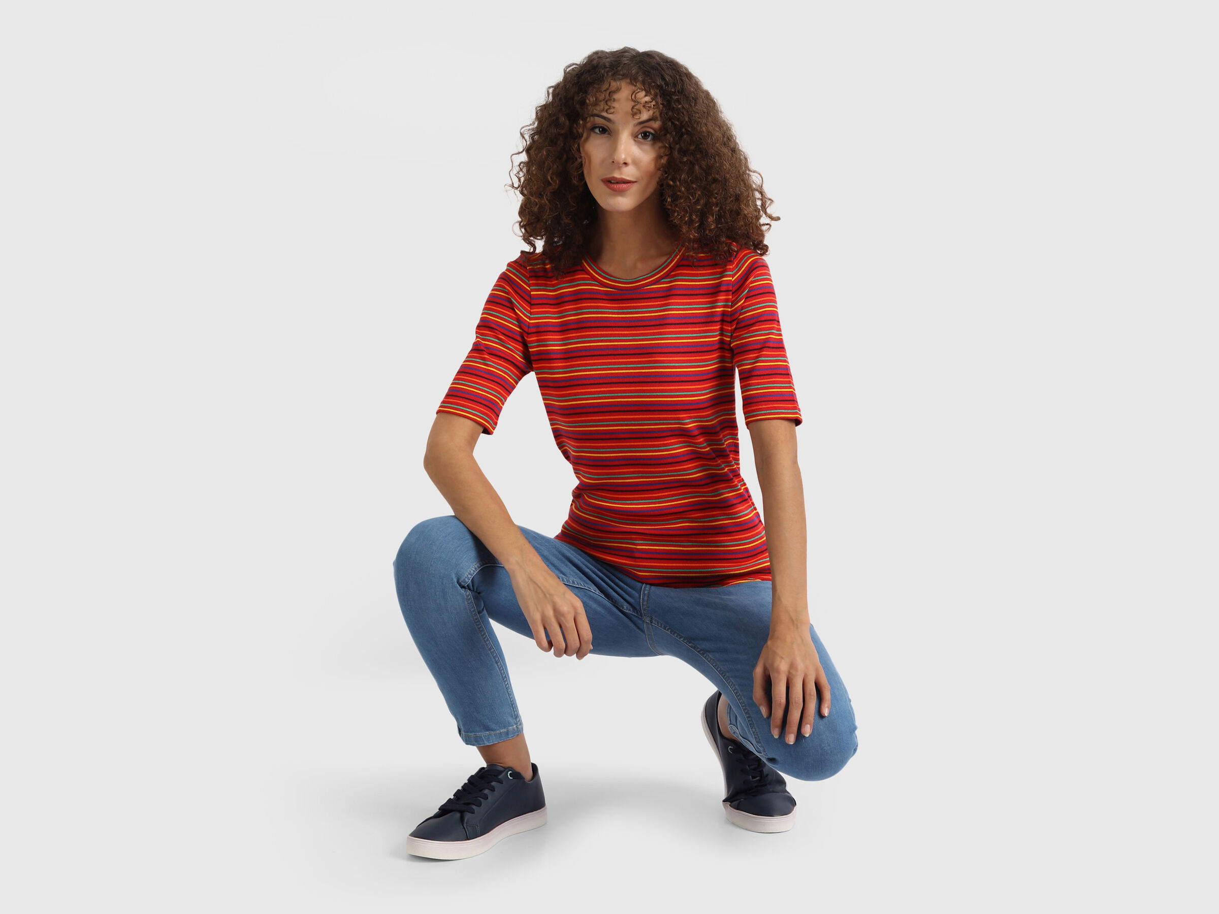 Rib Stripe Top with Shoulder Butin image number 4