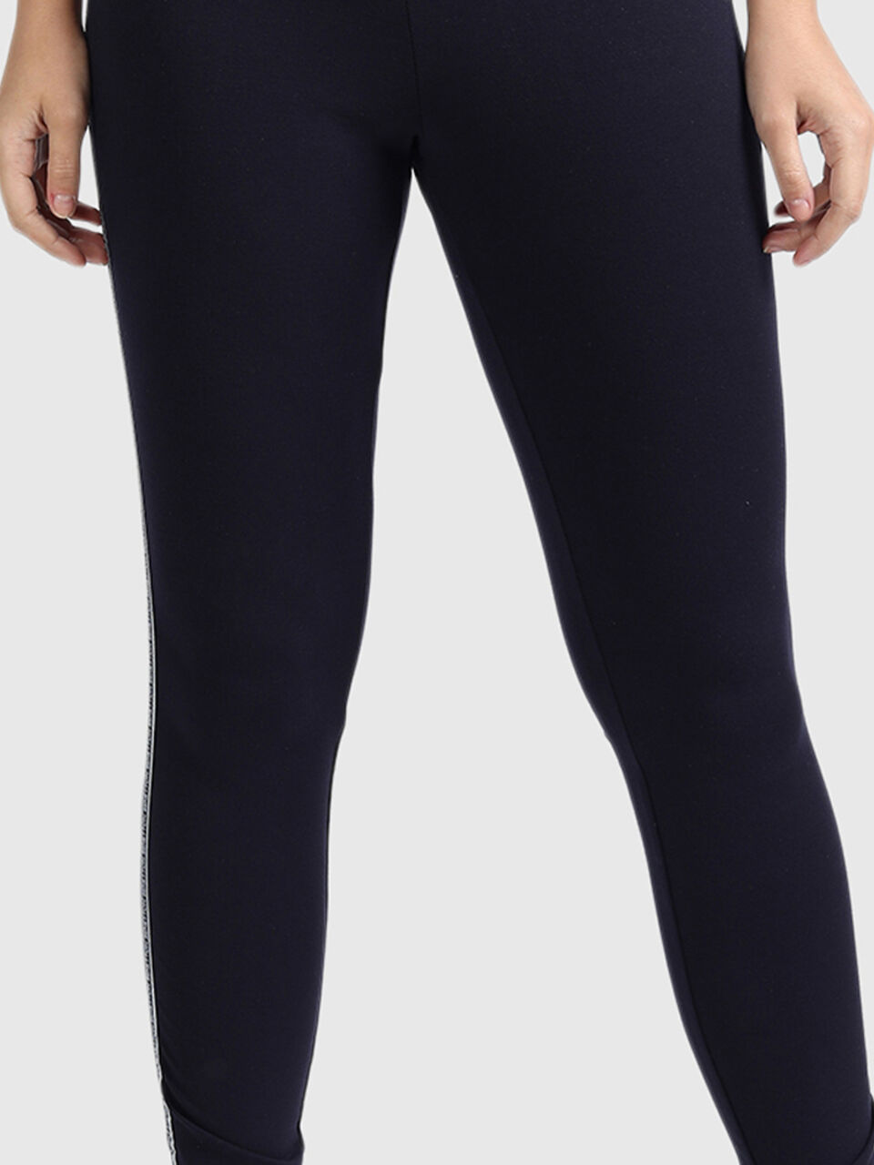 Cotton Leggings with Lurex and Branding Tape image number null