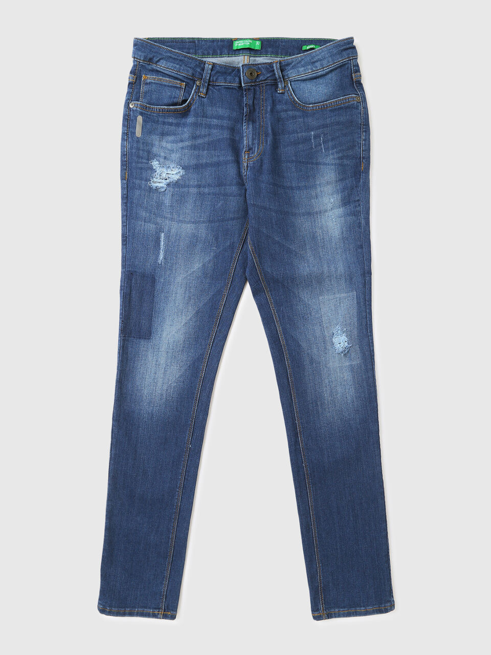 Mid Rise Skinny Fit Rugged Blue Hi Stretch Jeans-Solid image number 1