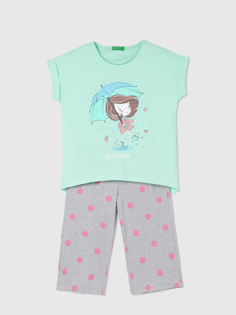SET OF GIRL TEE WITH 3/4TH POLKA CULOTTE image number null