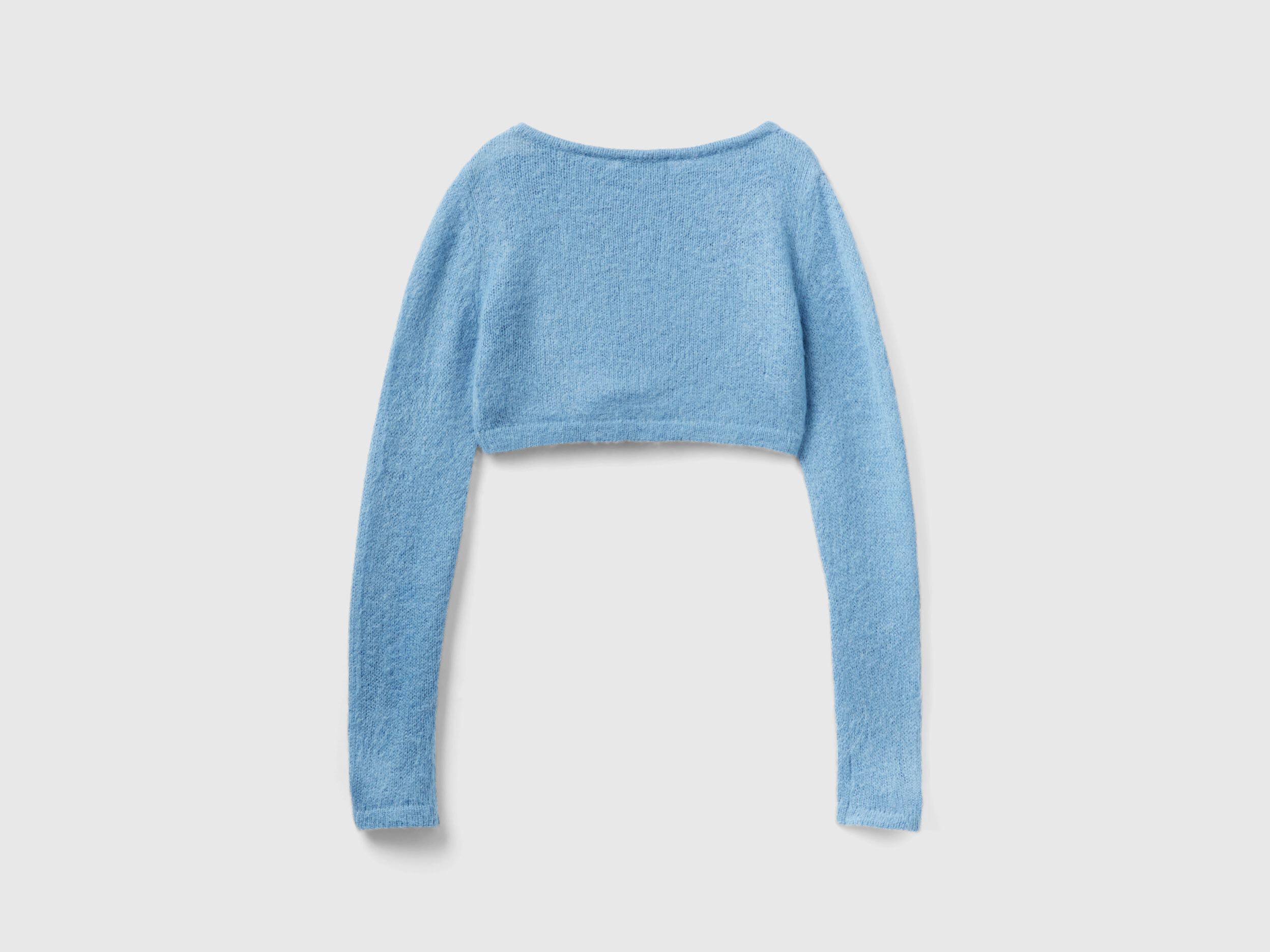 Cropped sweater in mohair blend Light Blue Benetton