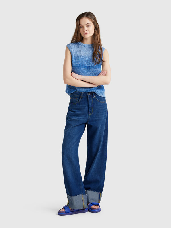 Jeans wide fit con risvolto Donna