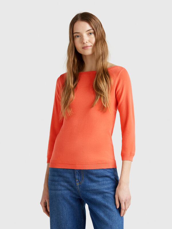 100% cotton boat neck sweater Women