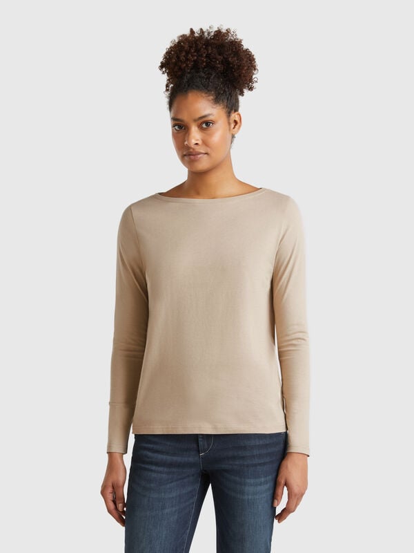 T-shirt col bateau 100% coton Femme