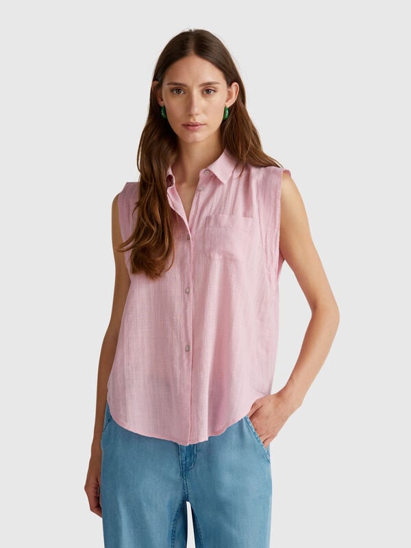 Camicia smanicata con nodo Donna