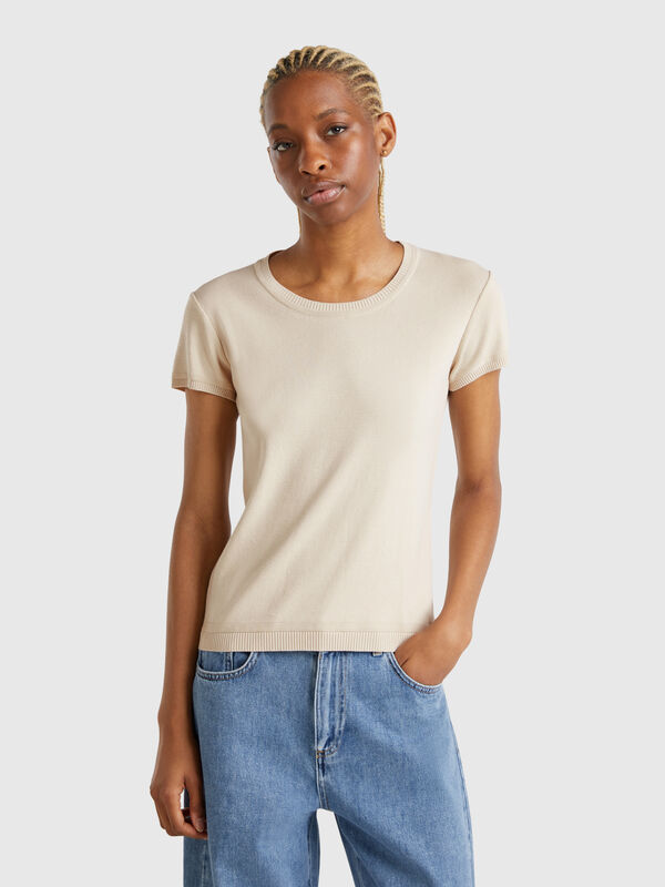 Maglia beige a manica corta Donna