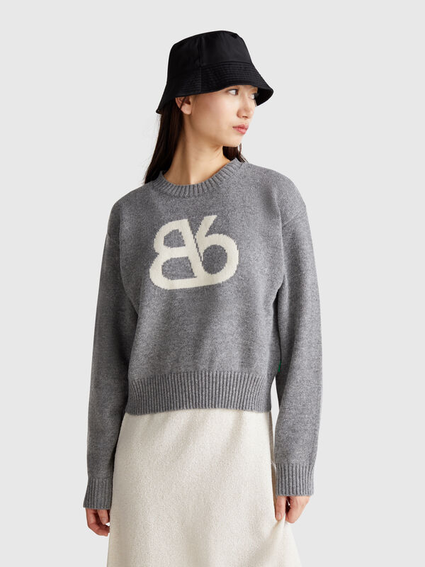 Pullover mit Rundhalsausschnitt aus Wollmischung Damen
